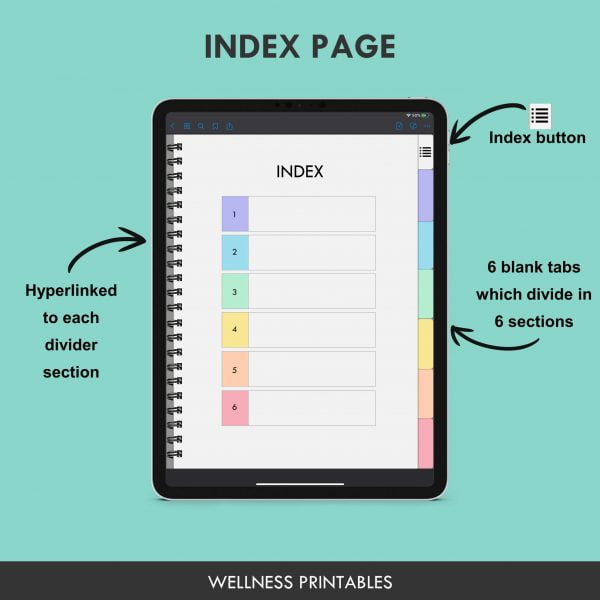 digital notebook index page