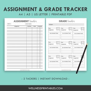Assignment and Grade Tracker Printable