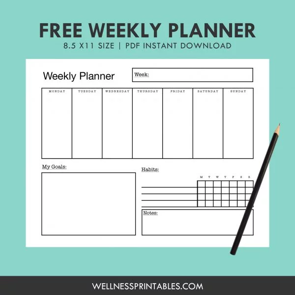 Free Weekly Planner Insert - Wellness Printables
