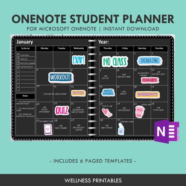 OneNote Black Paper Student Planner