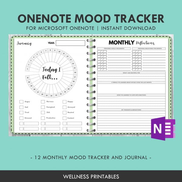 OneNote Template Mood Tracker Planner