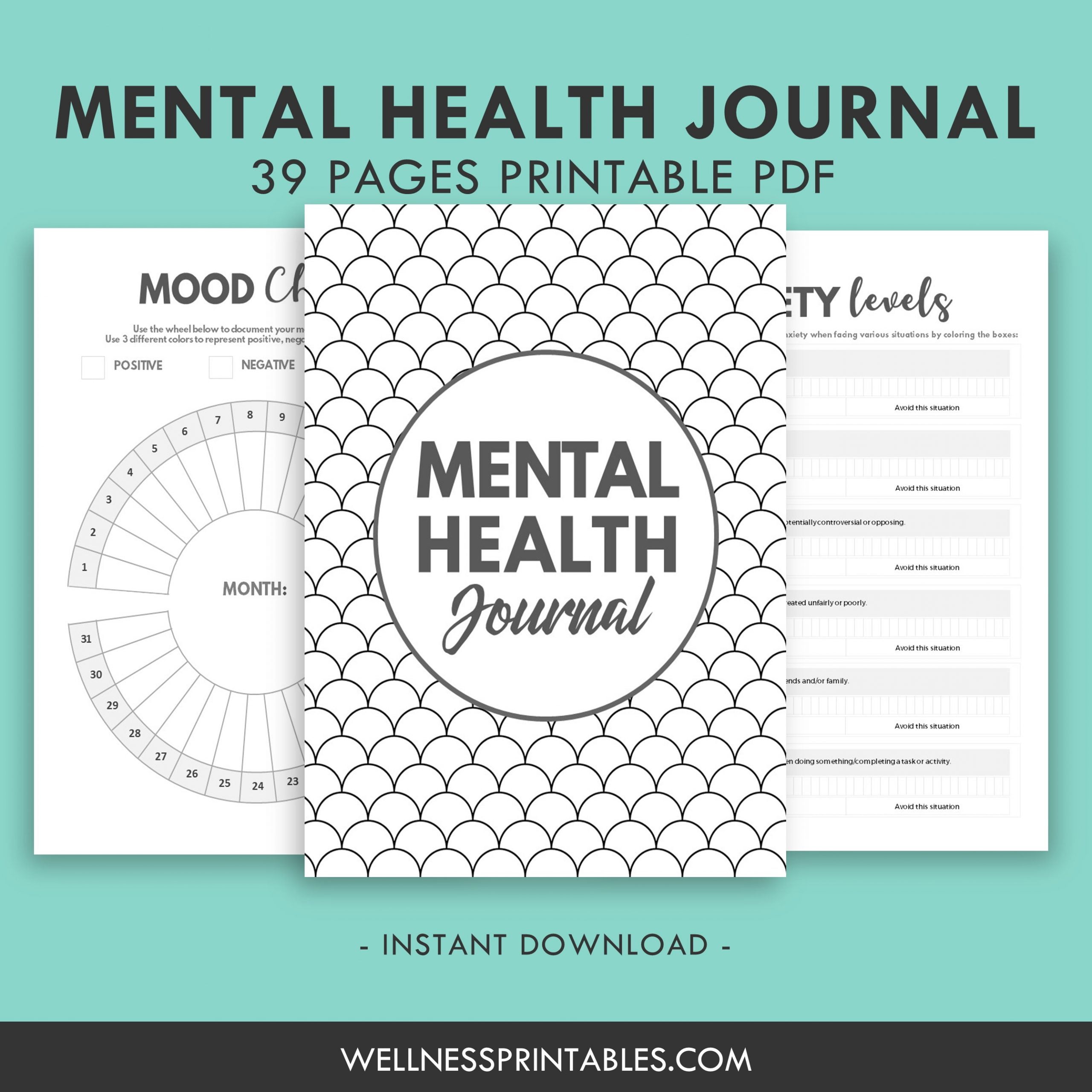 mental health journal printable wellness printables