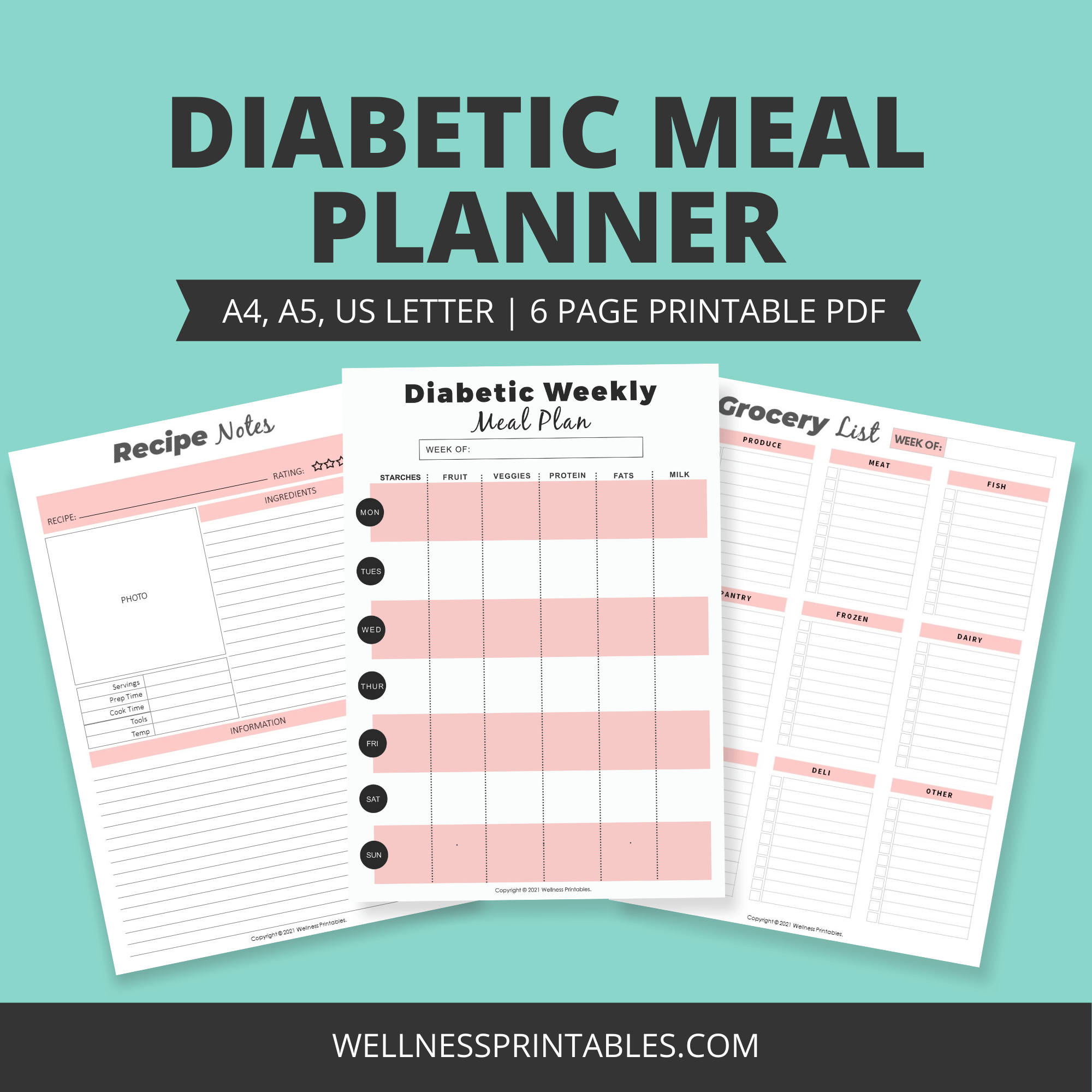 Diabetic Daily Meal Planner Template Free Printable