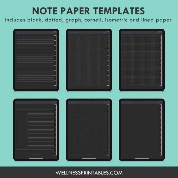 goodnotes template black undated digital planner